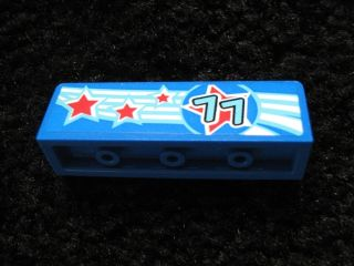 Panel 1 x 4 x 1 with Red Stars, Medium Azure '77', White Stripes Pattern Model Right Side (Sticker) - Set 9094