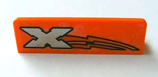 Panel 1 x 4 x 1 with Silver Letter X Island Xtreme Stunts Logo, Red and Yellow Lightning Bolt Pattern Model Left (Sticker) - Set 6740