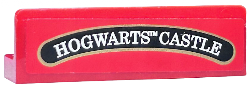 Panel 1 x 4 x 1 with White 'HOGWARTS CASTLE' on Curved Black Background with Gold Border Pattern (Sticker) - Set 4841