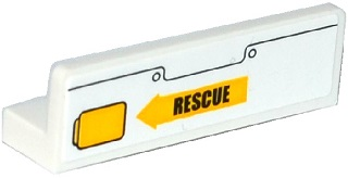 Panel 1 x 4 x 1 with Rivets, Yellow Handle and Black 'RESCUE' on Yellow Arrow Pattern Model Left Side (Sticker) - Set 60079
