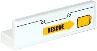 Panel 1 x 4 x 1 with Rivets, Yellow Handle and Black 'RESCUE' on Yellow Arrow Pattern Model Right Side (Sticker) - Set 60079