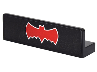 Panel 1 x 4 x 1 with Red Bat Symbol with White Outline Pattern (Sticker) - Set 76052