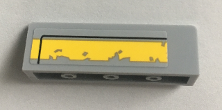 Panel 1 x 4 x 1 with Black Line and Worn Yellow Stripe Pattern Model Right Side (Sticker) - Set 75157