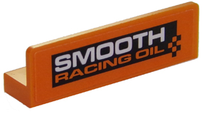 Panel 1 x 4 x 1 with White 'SMOOTH' and Orange 'RACING OIL' on Black Rectangle Pattern (Sticker) - Set 60146