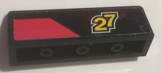 Panel 1 x 4 x 1 with Red Trapezoid Stripe and Yellow '27' Pattern Model Right Side (Sticker) - Set 60144