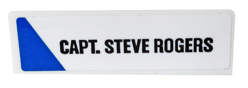 Panel 1 x 4 x 1 with Blue Triangle and 'CAPT. STEVE ROGERS' Pattern Model Right Side (Sticker) - Set 76076