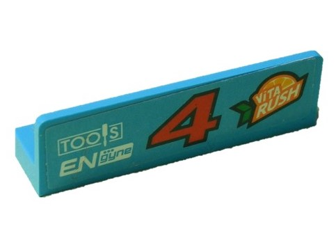 Panel 1 x 4 x 1 with Red Number 4, 'ViTA RUSH', TOOLS and 'ENgyne' Logo Pattern Model Left Side (Sticker) - Set 60218