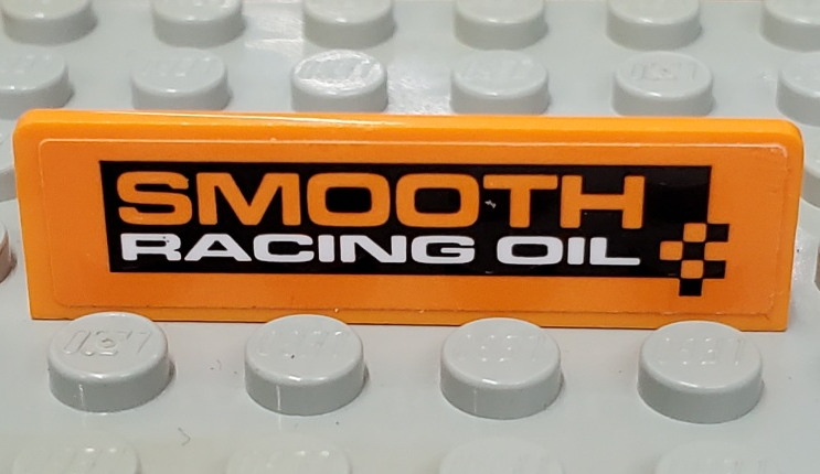 Panel 1 x 4 x 1 with Orange 'SMOOTH' and White 'RACING OIL' on Black Rectangle Pattern (Sticker) - Set 60103