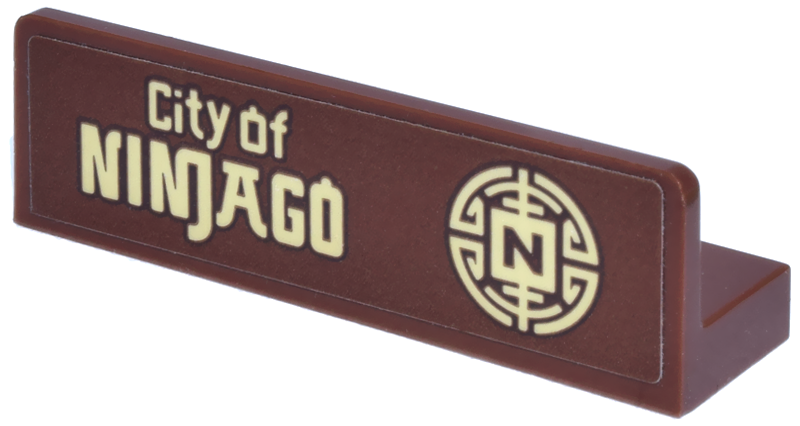 Panel 1 x 4 x 1 with Tan 'City of NINJAGO' and Letter N Inside Geometric Circle Pattern (Sticker) - Set 70657