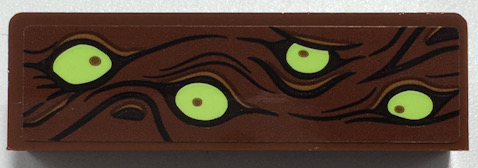 Panel 1 x 4 x 1 with Wood Grain and Yellowish Green Eyes Pattern (Sticker) - Set 70425