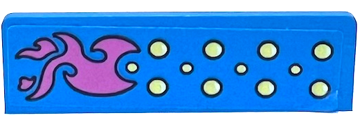 Panel 1 x 4 x 1 with Dark Pink Flame and Bright Light Yellow Circles Pattern Model Left Side (Sticker) - Set 41383