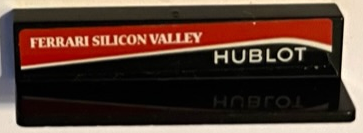 Panel 1 x 4 x 1 with White 'HUBLOT' and 'FERRARI SILICON VALLEY' on Red Stripe Pattern Model Left Side (Sticker) - Set 75886