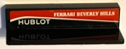 Panel 1 x 4 x 1 with White 'HUBLOT' and 'FERRARI BEVERLY HILLS' on Red Stripe Pattern Model Right Side (Sticker) - Set 75886