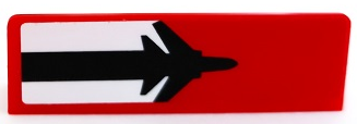 Panel 1 x 4 x 1 with Black Airplane on White Stripe Pattern Model Right Side (Sticker) - Set 60103