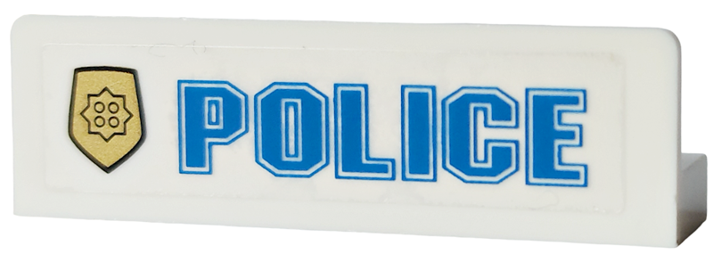 Panel 1 x 4 x 1 with Blue 'POLICE' and World City Gold Police Badge on Transparent Background Pattern Model Left Side (Sticker) - Set 4854