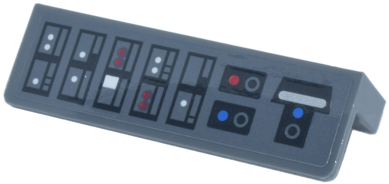 Panel 1 x 4 x 1 with Control Panel, Black Rectangles with Red, White and Blue Buttons and Lights Pattern (Sticker) - Set 75419