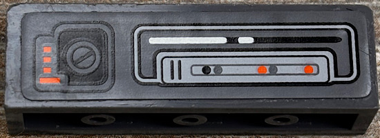 Panel 1 x 4 x 1 with Control Panel with Key Slot, Orange Rectangles, White Light Bars and Lights on Light Bluish Gray Background Pattern (Sticker) - Set 75098