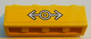 Brick, Modified 1 x 4 with Studs on Side with Train Logo White on Yellow Background Pattern (Sticker) - Set 7939