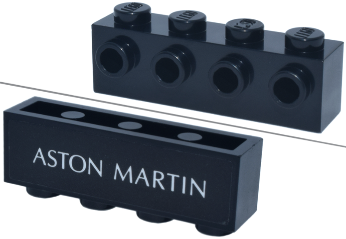 Brick, Modified 1 x 4 with Studs on Side with White 'ASTON MARTIN' Pattern (Sticker) - Set 76925