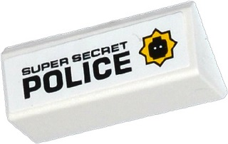 Slope 45 2 x 4 Double with Black 'SUPER SECRET POLICE 'and Minifigure Head Badge on Right Pattern (Sticker) - Set 70802