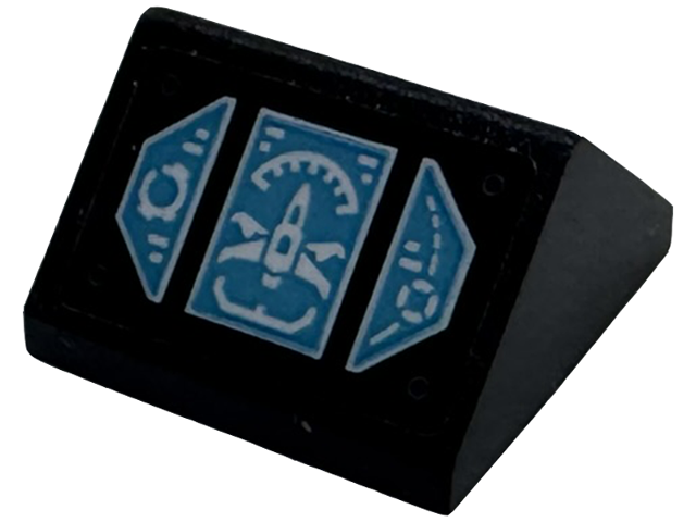 Slope 45 2 x 2 Double with Medium Azure Display Screen with White Super Storm Jet Pattern (Sticker) - Set 71833