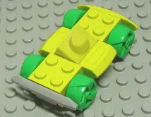 Vehicle, Base 4 x 6 Racer Base with Bright Green Wheels and Light Gray Bumper
