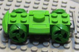Vehicle, Base 4 x 6 Racer Base with Green Wheels and Light Gray Bumper