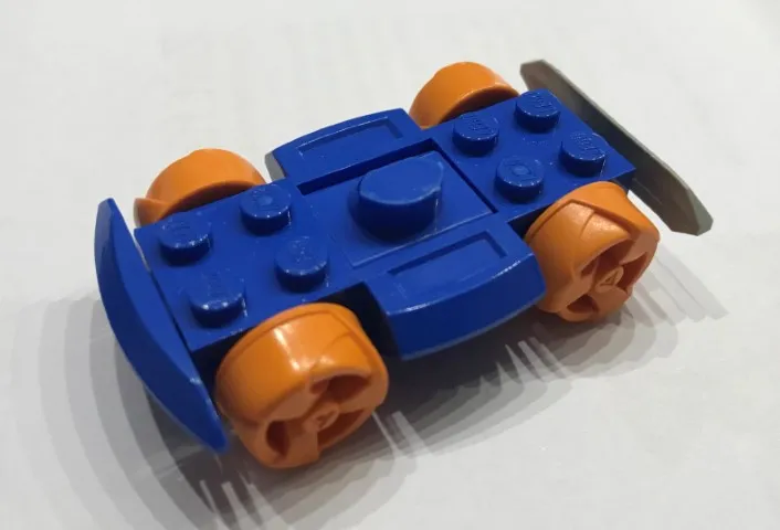 Vehicle, Base 4 x 6 Racer Base with Orange Wheels and Light Gray Bumper