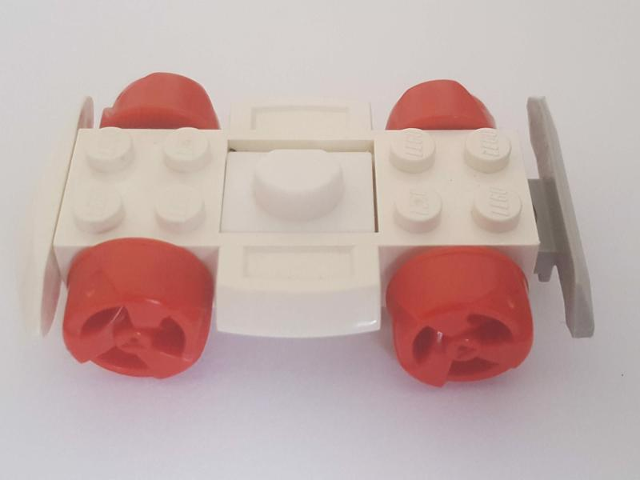 Vehicle, Base 4 x 6 Racer Base with Red Wheels and Light Gray Bumper