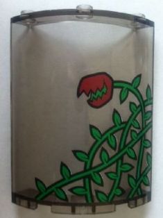 Cylinder Quarter 4 x 4 x 6 with Ivy Plant and Red Flower Open Pattern (Sticker) - Set 7785