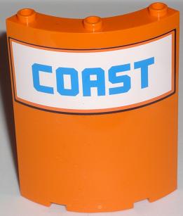 Cylinder Quarter 4 x 4 x 6 with Blue 'COAST' Pattern (Sticker) - Set 7739