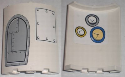 Cylinder Quarter 4 x 4 x 6 with Door and Metal Plate Outside and Clocks Inside Pattern (Stickers) - Set 3831
