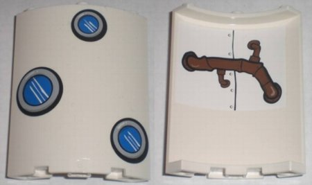 Cylinder Quarter 4 x 4 x 6 with Portholes Outside and Brown Pipes Inside Pattern (Stickers) - Set 3831