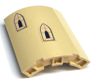 Cylinder Quarter 4 x 4 x 6 with Castle Windows, Higher Window on Left Pattern (Stickers) - Set 3828