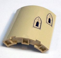 Cylinder Quarter 4 x 4 x 6 with Castle Windows, Higher Window on Right Pattern (Stickers) - Set 3828