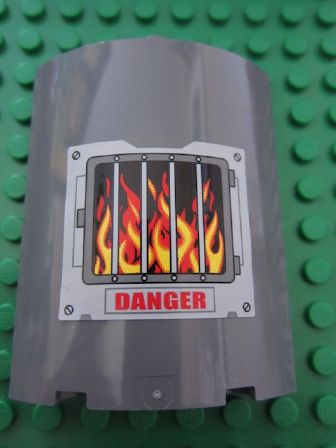 Cylinder Quarter 4 x 4 x 6 with 'DANGER' and Fire Pattern (Sticker) - Set 7596