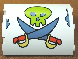 Cylinder Quarter 4 x 4 x 6 with Lime Skull and Medium Blue Crossed Swords Pattern