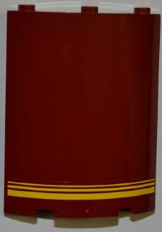 Cylinder Quarter 4 x 4 x 6 with 3 Yellow Stripes Pattern (Sticker) - Set 7637