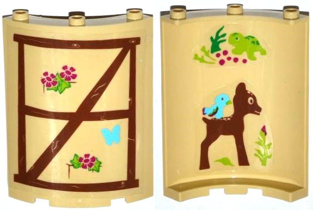 Cylinder Quarter 4 x 4 x 6 with Turtle, Bird, Fawn on Inside and Wood Window Frame, Butterfly, Flowers on Outside Pattern (Stickers) - Set 41054