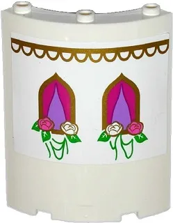 Cylinder Quarter 4 x 4 x 6 with 2 Oriental Windows with Flowers and Gold Trim Pattern (Sticker) - Set 41061