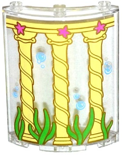 Cylinder Quarter 4 x 4 x 6 with Columns, Seaweed, Starfish and Bubbles Pattern (Sticker) - Set 41063