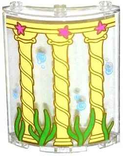 Cylinder Quarter 4 x 4 x 6 with Columns, Seaweed, Starfish and Bubbles Pattern (Sticker) - Set 41063
