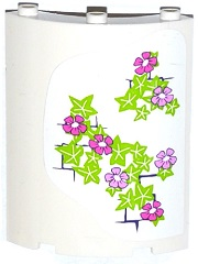 Cylinder Quarter 4 x 4 x 6 with Bright Pink and Dark Pink Flowers, Leaves and Brick Wall Pattern on Right (Sticker) - Set 41052