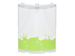 Cylinder Quarter 4 x 4 x 6 with Lime Liquid with Splashes and Bubbles Pattern (Sticker) - Set 76035