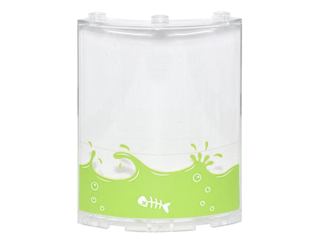 Cylinder Quarter 4 x 4 x 6 with Lime Liquid with Splashes and Bubbles and Fish Skeleton Facing Left Pattern (Sticker) - Set 76035
