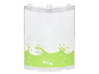 Cylinder Quarter 4 x 4 x 6 with Lime Liquid with Splashes and Bubbles and Fish Skeleton Facing Left Pattern (Sticker) - Set 76035