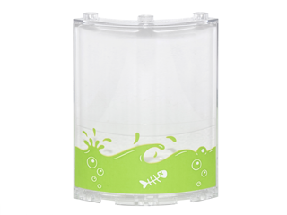 Cylinder Quarter 4 x 4 x 6 with Lime Liquid with Splashes and Bubbles and Fish Skeleton Facing Right Pattern (Sticker) - Set 76035