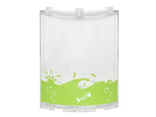 Cylinder Quarter 4 x 4 x 6 with Lime Liquid with Splashes and Bubbles and Fish Skeleton Facing Right Pattern (Sticker) - Set 76035