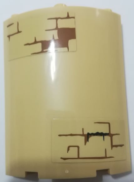 Cylinder Quarter 4 x 4 x 6 with Brown Brick Wall Pattern on Upper Left and Lower Right Pattern (Stickers) - Set 75954