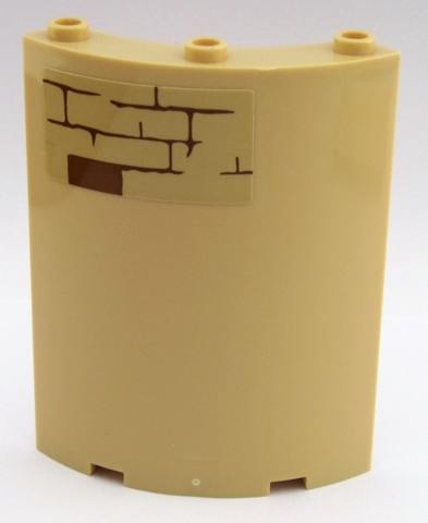 Cylinder Quarter 4 x 4 x 6 with Reddish Brown Brick Wall Pattern on Upper Left Type 2 (Sticker) - Set 75954